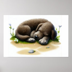 Ein digitales Bild eines Niedlichen irischen Wolfh Poster