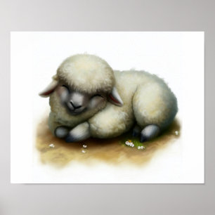 Ein digitales Bild eines Niedlichen Karakulschaf Poster