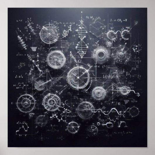 Ein digitales Modell mit mathematischen Gleichunge Poster (Vorne)