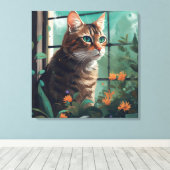 Ein digitales Portrait einer Katze auf Leinwand (Insitu (Holzboden))