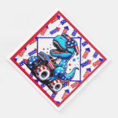 Ein Dino-Amerikanische Unabhängigkeitstag Serviette (Ecke)