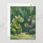 Ein Dino essen ein Salat von Taco Postkarte (Vorne/Hinten)