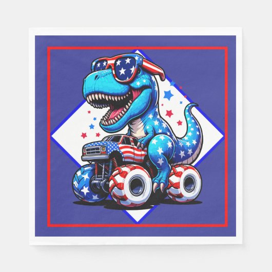 Ein Dino-Vierter-Juli Serviette (Vorderseite)