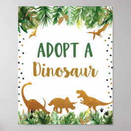 Ein Dinosaurier-Geburtstagsschild adoptiert Poster