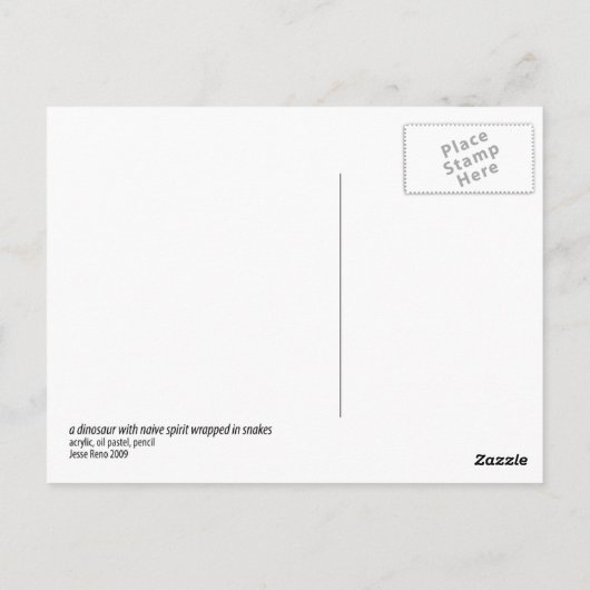 Ein Dinosaurier mit naivem Geist, umhüllt von Schl Postkarte (Rückseite)