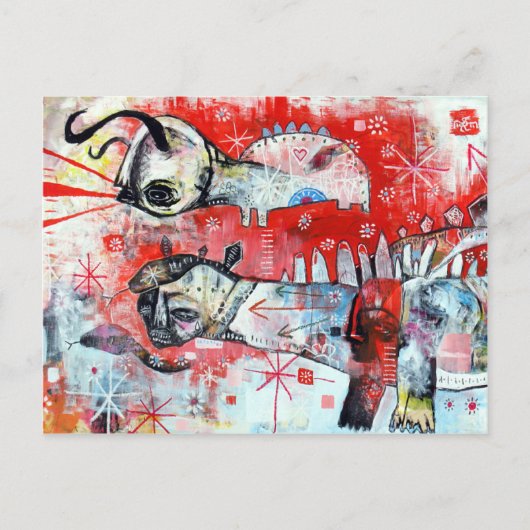 Ein Dinosaurier mit naivem Geist, umhüllt von Schl Postkarte (Vorderseite)