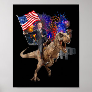 Ein Dinosaurier-T-Rex-Riding unterstützt Trump 202 Poster