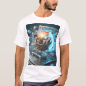 ein Display eines Laptops mit einem roten Schild, T-Shirt (Vorderseite)