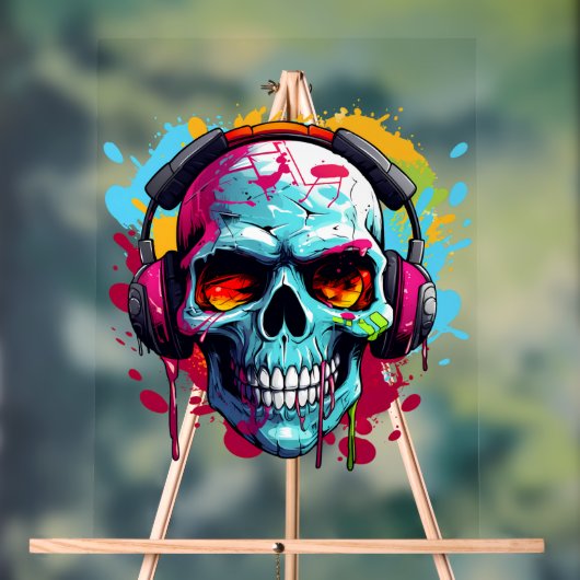 Ein DJ-POP ART SKULL-Akryllische Beschriftung Acrylschild (Neutral)