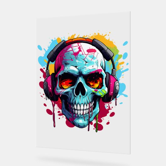 Ein DJ-POP ART SKULL-Akryllische Beschriftung Acrylschild (Winkel)