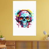 Ein DJ-POP ART SKULL-Akryllische Beschriftung Leinwanddruck (Insitu (Wohnzimmer))