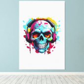 Ein DJ-POP ART SKULL-Akryllische Beschriftung Leinwanddruck (Insitu (Holzboden))