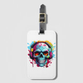 Ein DJ POP ART TOTENKOPF Gepäckanhänger (Vorderseite Vertikal)