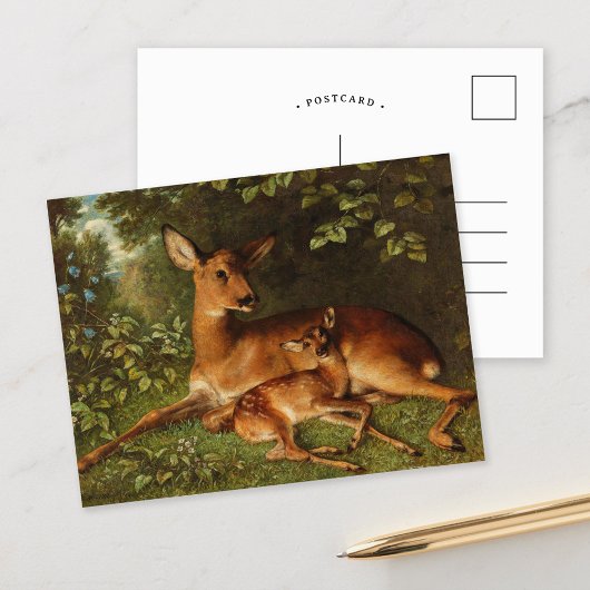 Ein Doe mit Fawn | Carl Schweninger, Jr. Postkarte