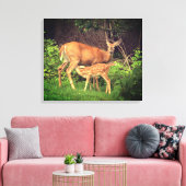 Ein Doh und ihre Fawn Leinwanddruck (Insitu (Wohnzimmer))