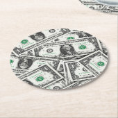 Ein-Dollar-Schein-Muster Runder Pappuntersetzer (Angewinkelt)