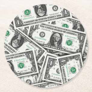 Ein-Dollar-Schein-Muster Runder Pappuntersetzer