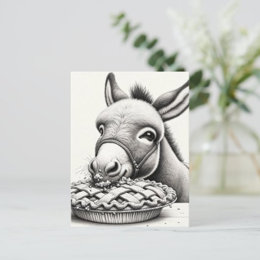 Ein Donkey Steals Pie Postkarte (Stehend Vorderseite)