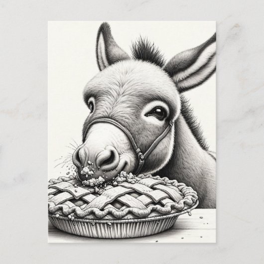 Ein Donkey Steals Pie Postkarte (Vorderseite)