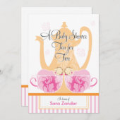 Ein Doppelmädchen des Baby-Duschen-Tee-Party-| Einladung (Vorne/Hinten)