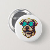 EIN DORABLE D O G MIT SONNENGLASEN BUTTON (Vorne & Hinten)
