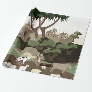 Ein Dorf im Mittelalter Geschenkpapier