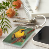 Ein Dorfweber, der auf einem Schilf sitzt Schlüsselanhänger (Vorderseite rechts)