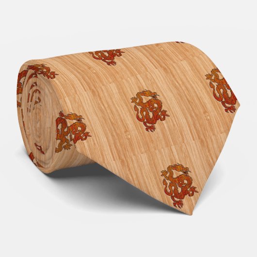 Ein Drache auf Bamboo Krawatte (Gerollt)