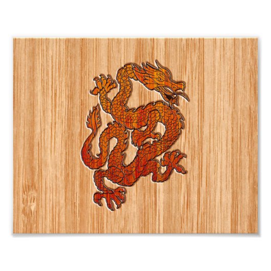 Ein Drache im orientalischen Bambus Fotodruck (Vorne)