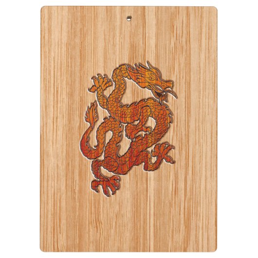 Ein Drache im orientalischen Bambus Klemmbrett (Rückseite)