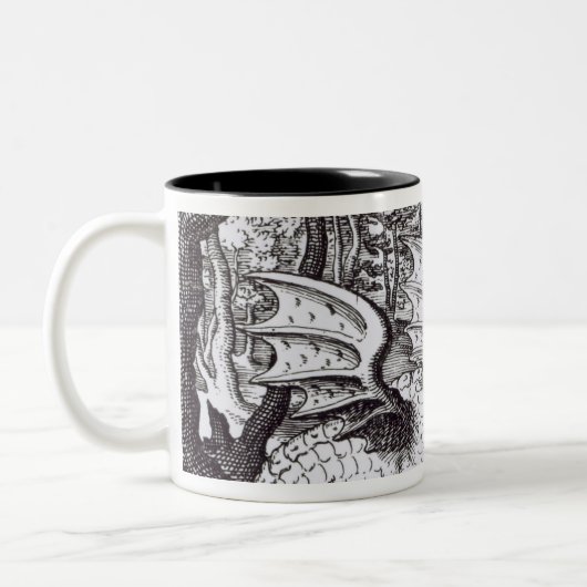 Ein Drache im Wald Zweifarbige Tasse (Links)