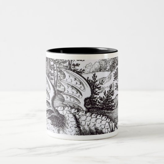 Ein Drache im Wald Zweifarbige Tasse (Mittel)