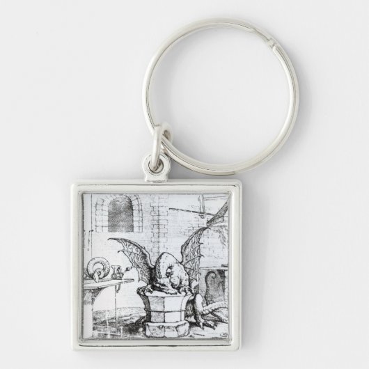 Ein Drache in einer Werkstatt Schlüsselanhänger (Vorne)