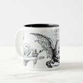 Ein Drache in einer Werkstatt Zweifarbige Tasse (Vorderseite Links)