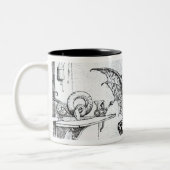 Ein Drache in einer Werkstatt Zweifarbige Tasse (Links)