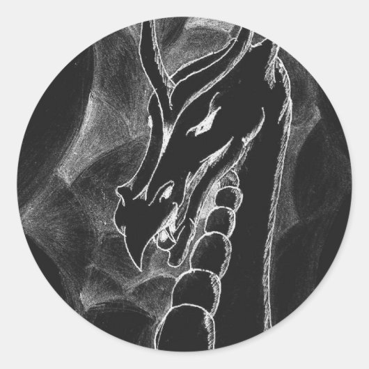 Ein Drache in Rauch (schwarz) Runder Aufkleber (Vorderseite)