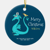 Ein Drache mit dem Vogel im Schwanz Keramik Ornament (Vorne)