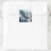 Ein Drache umgeben von Wolken Quadratischer Aufkleber (Tasche)