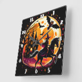 Ein dramatisches Halloween-Pferderennen unter Voll Quadratische Wanduhr (Winkel)