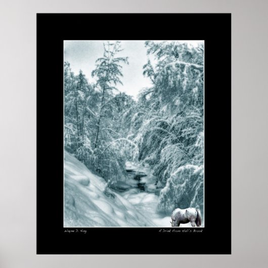 Ein Drink aus dem Bach der Halle - Kunstgedicht Poster (Vorne)