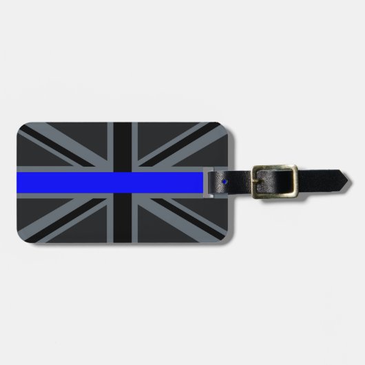 Ein dünner blauer Linien-Union Jack Gepäckanhänger (Vorderseite horizontal)
