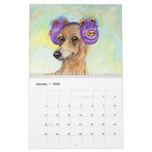Ein dünner Hundejahr-Kalender Kalender (Jan 2026)