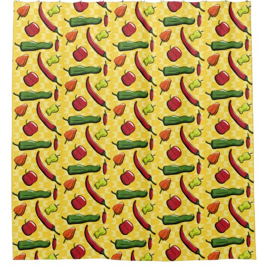 Ein Duschvorhang für Chili-Paprikaschoten (Vorderseite)
