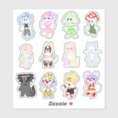 Ein Dutzend attraktive Zeichen Aufkleber (Blatt)