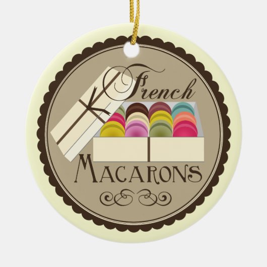Ein Dutzend Franzosen Macarons in Geschenkboxen Keramikornament (Vorne)