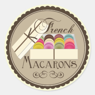 Ein Dutzend französischer Macarons in Geschenkboxe Runder Aufkleber