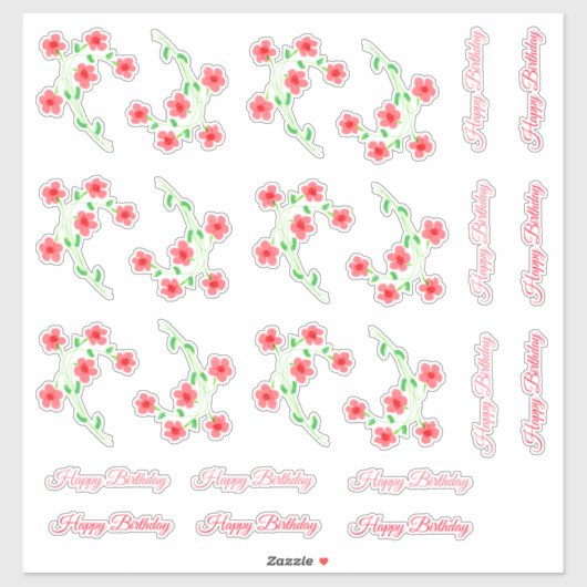 Ein Dutzend glückliche Geburtstage Aufkleber (Blatt)