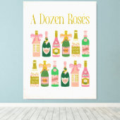 Ein Dutzend Rosés Pink Champagne Flaschen Wein Bar Leinwanddruck (Insitu (Holzboden))