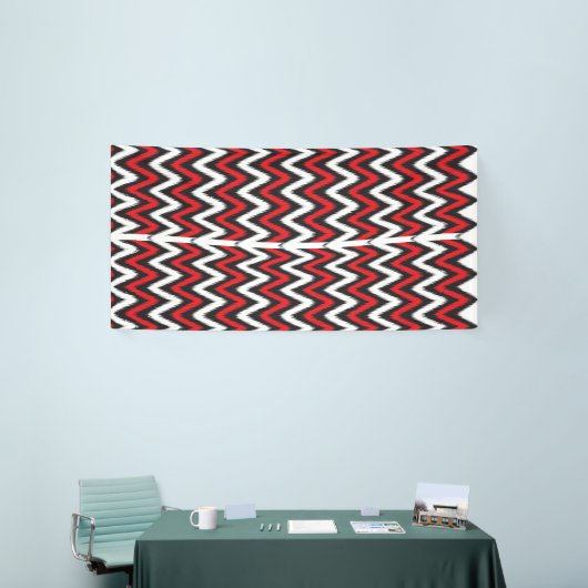 Ein dynamisches Zickzack Muster in Rot und Schwarz Banner (Messeveranstaltung)