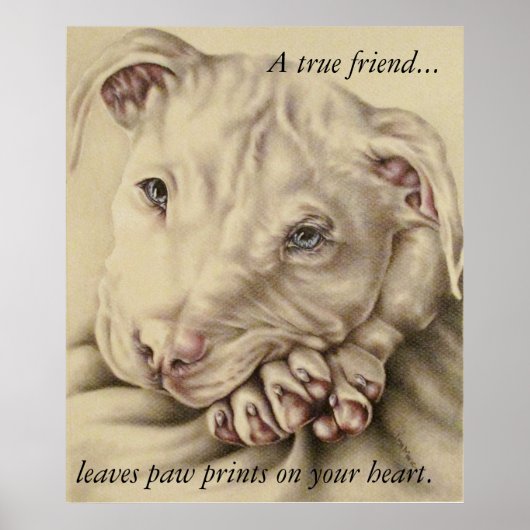 Ein echter Freund Verlasse Paw Prints: Pit Bull Po Poster (Vorne)